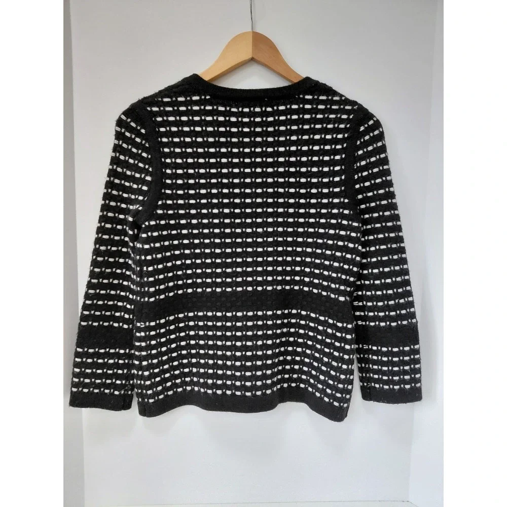 Banana Republic Basket Weave Black/White Zip Up‎ Cardigan/Jacket Size XS